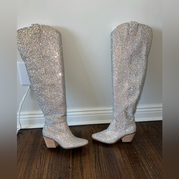 Betsey Johnson Rodeo Rhinestone Boots - Picture 4 of 6